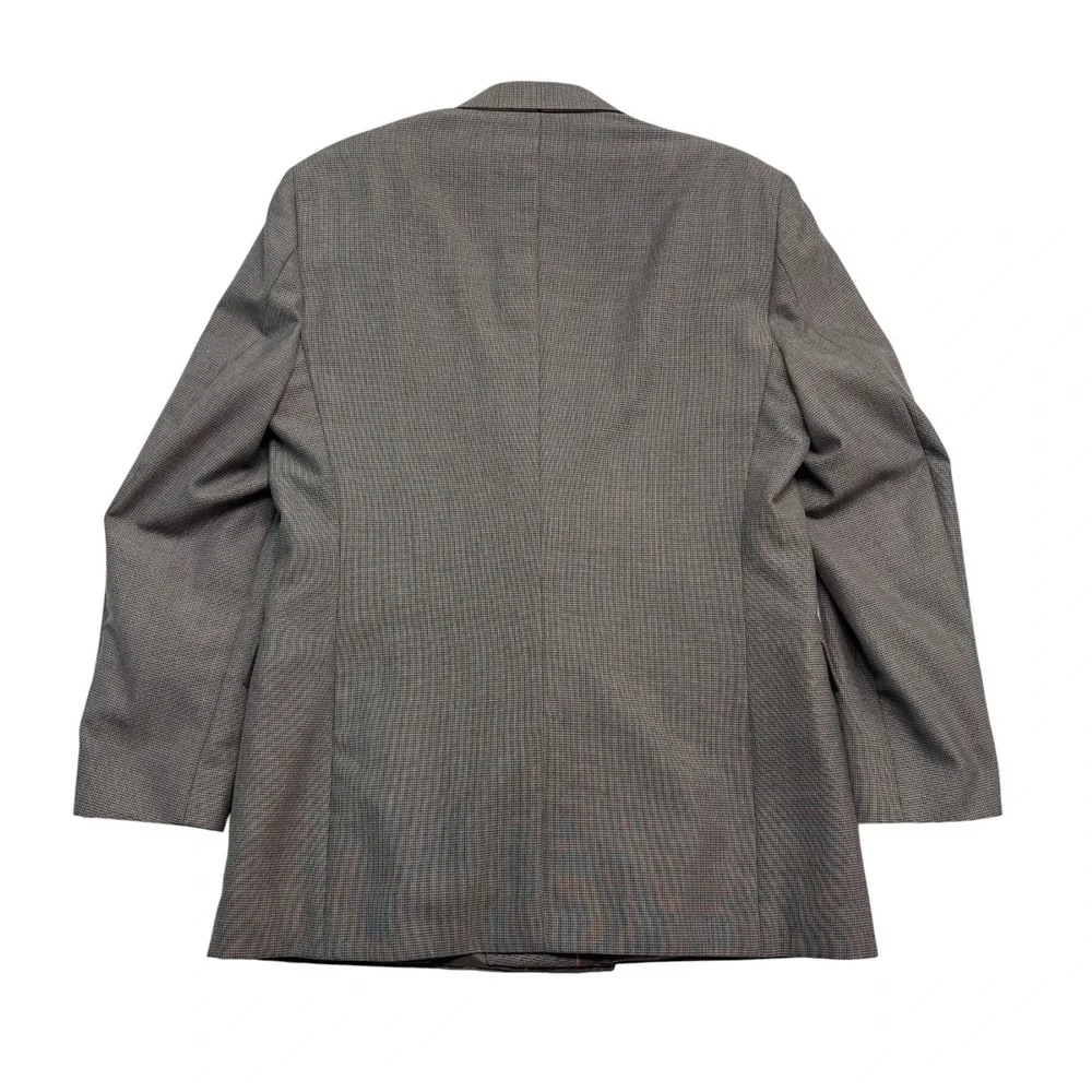vtg Haggar 40L 34x32 Gray Graph Check Double Breasted 2pc Pant Suit USA Pleated